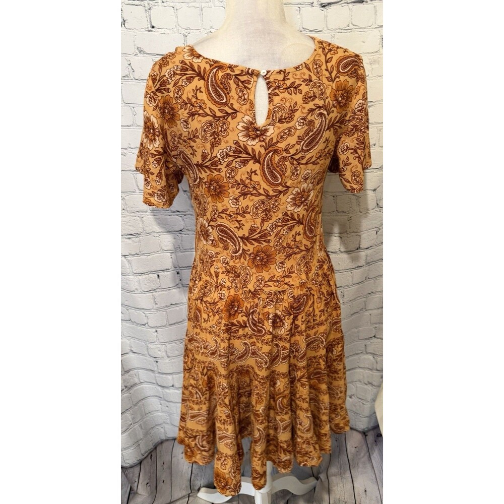 Patrons of Peace Women's Border Print Toluca Dress Orange Boho Small - Picture 5 of 9